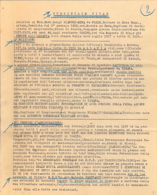 Memoria e Curriculum Vitae di Ivan Bianchi-Mina, fine anni '30, XX sec. (2)