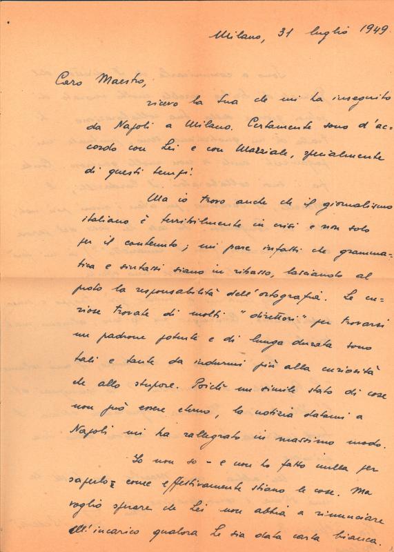 Lettera di Felice Bellotti a Giovanni Ansaldo, 31-07-1949 (1)