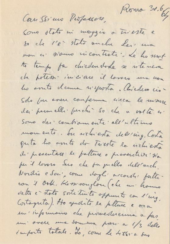 Lettera di Federico Righi, 1964 giu. 30