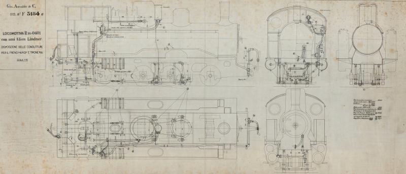 Locomotiva R 95 - 401 con assi Klien Lindner - Disposizione delle condutture per il freno Hardy e timoneria