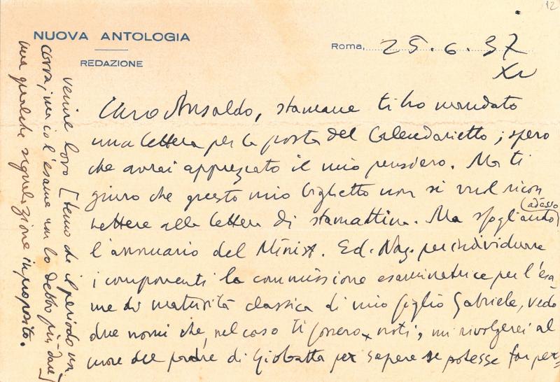 Lettera di Antonio Baldini a Giovanni Ansaldo, 25-06-1937 (1)