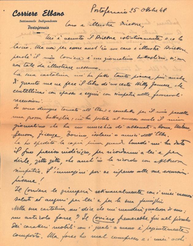 Lettera di Mario Bitossi a Giovanni Ansaldo, 25-10-1948 (1)