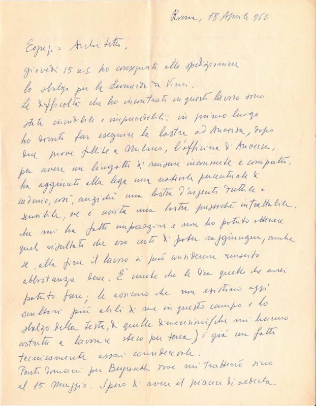 Lettera di Marino Mazzacurati, 1960 apr. 18