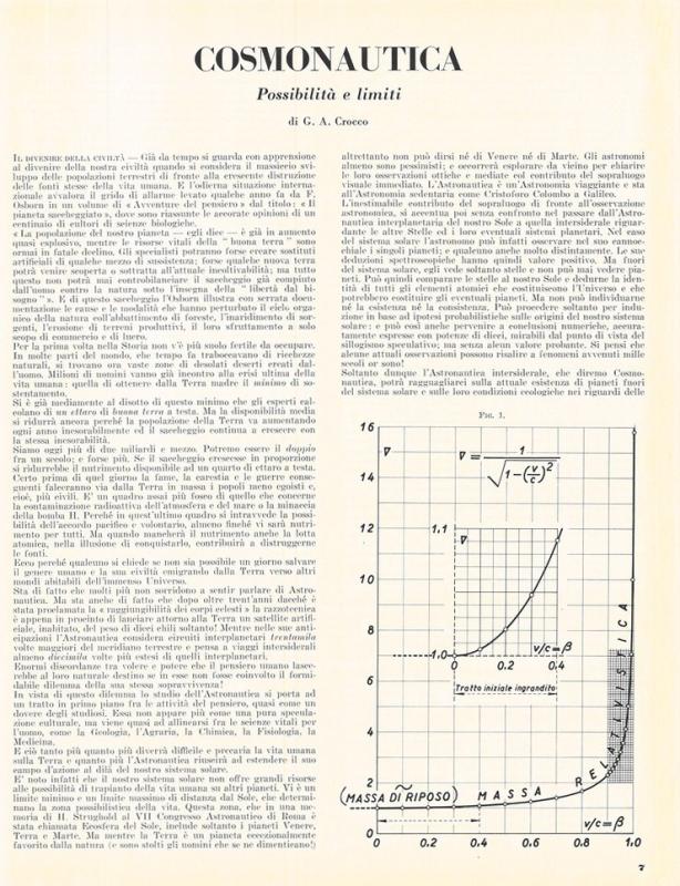 Cosmonautica, possibilità e limiti di G.A. Crocco, settembre - novembre 1957, anno V, nn. 5-6, p. 7