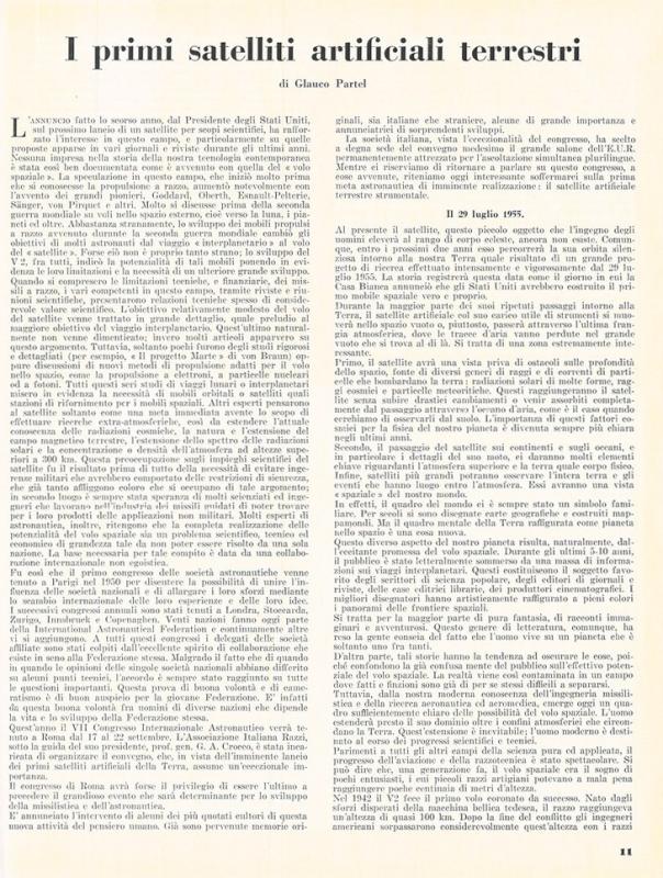 I primi satelliti artificiali terrestri di Glauco Partel, luglio - agosto 1956, anno IV, n. 4, p. 11