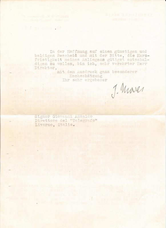 Lettera di J. Munch a Giovanni Ansaldo, 16-10-1939 (2)