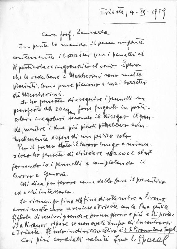 Lettera di Luigi Spacal, 1959 set. 04