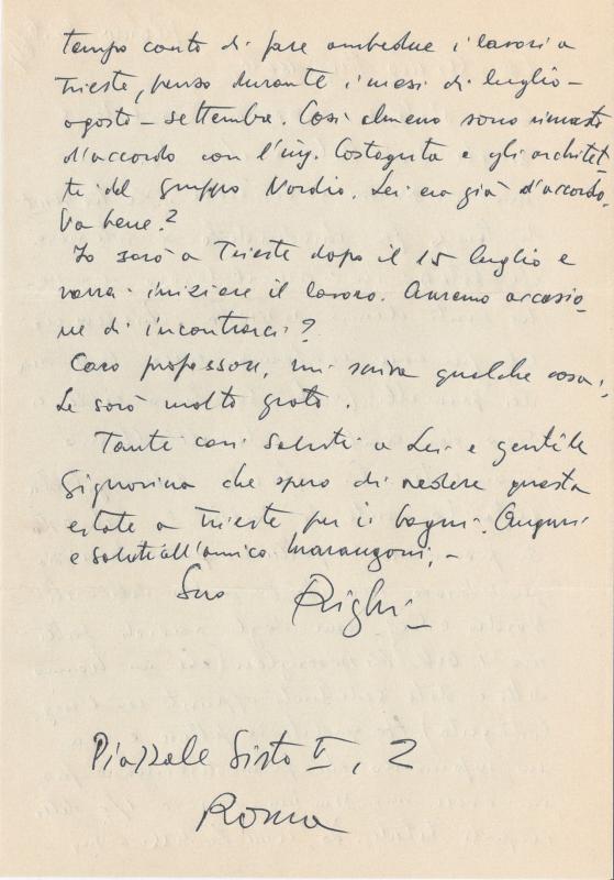 Retro della lettera di Federico Righi, 1964 giu. 30