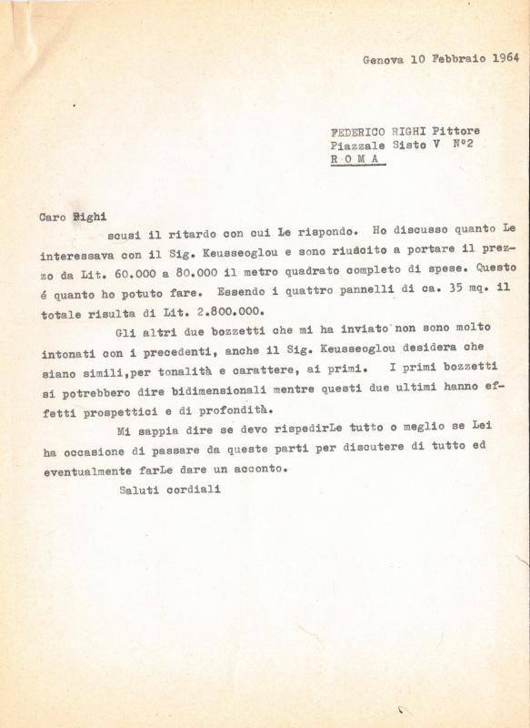 Lettera di Giovanni Zoncada, 1964 feb. 10