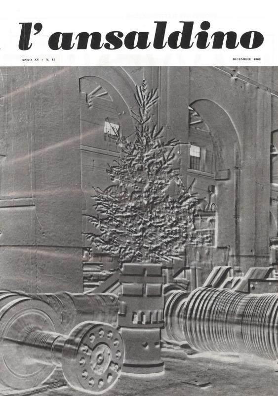 Copertina - Albero di natale presso uno stabilimento Ansaldo, L'Ansaldino, n. 12, anno XV, 1968
