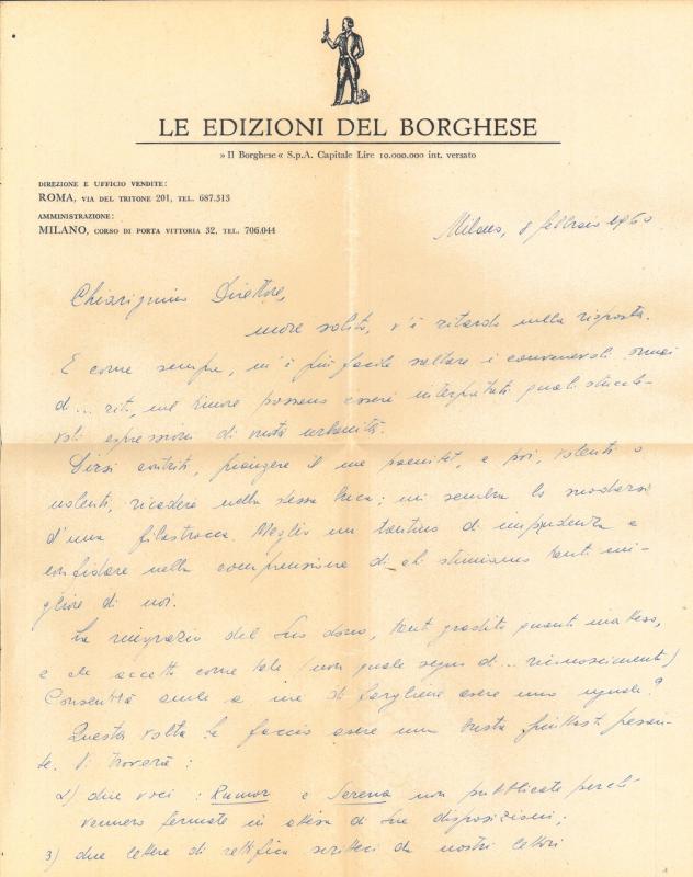 Lettera de Il Borghese a Giovanni Ansaldo, 08-02-1960 (1)