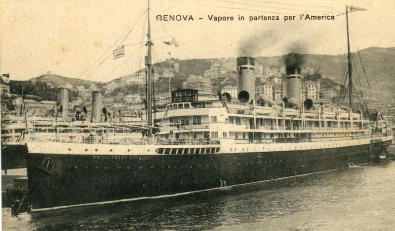 Cartolina di Giuseppe Canepa, piroscafo Principessa Mafalda