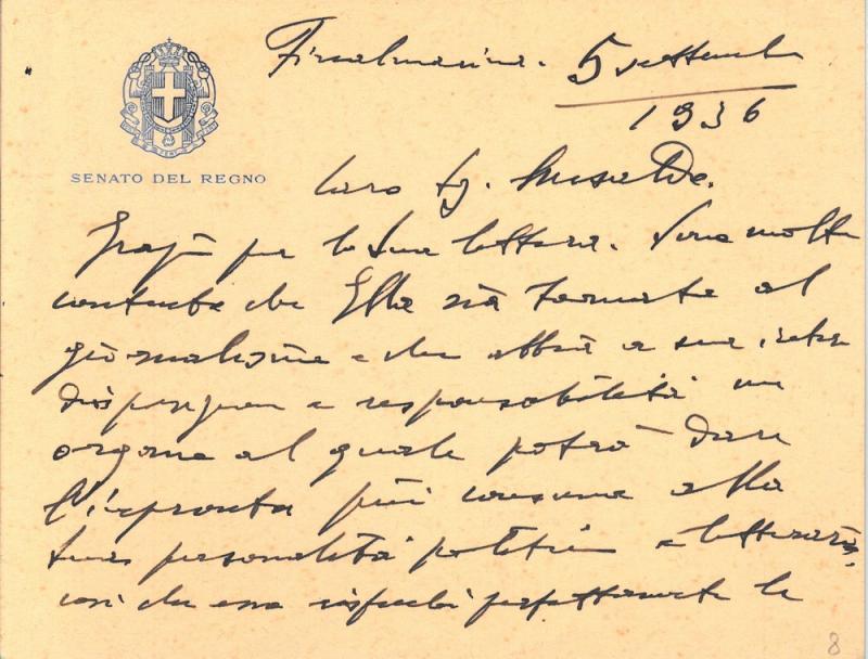 Lettera di Enrico Caviglia a Giovanni Ansaldo, 05-09-1936 (1)