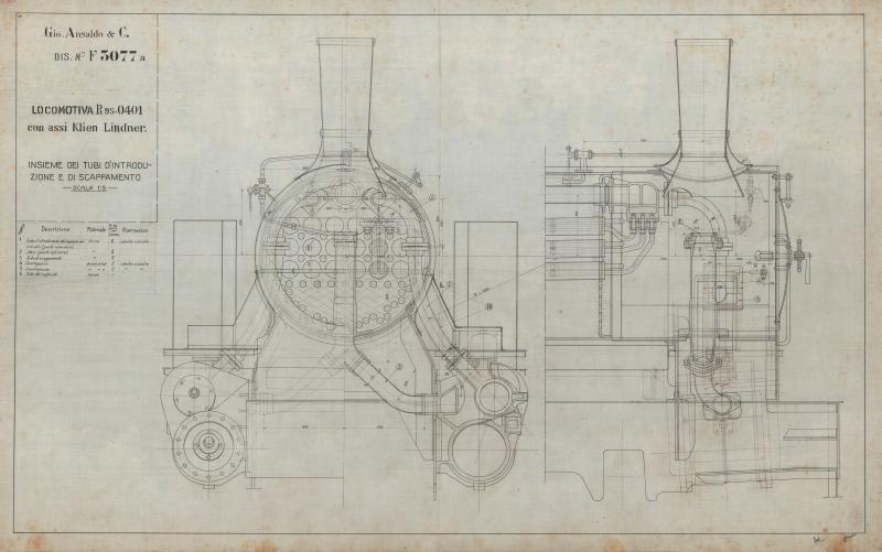 Locomotiva R 95 - 401 con assi Klien Lindner - insieme dei tubi d'introduzione e di scappamento
