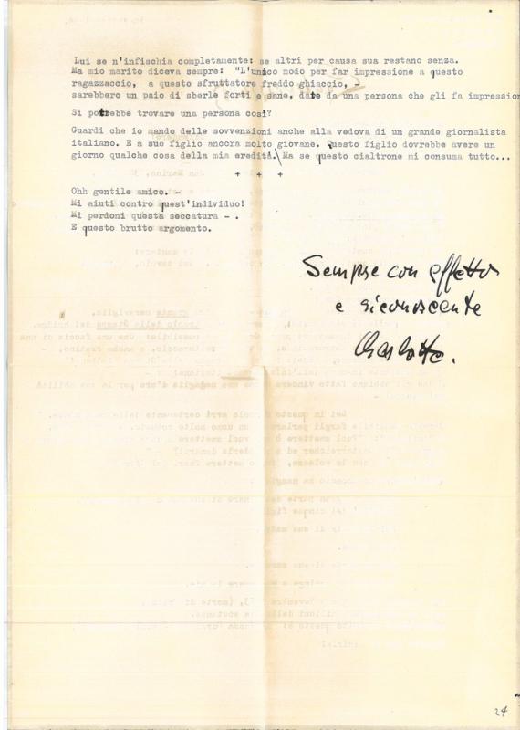Lettera di Charlotte Oesterreicher inviata a Giovanni Ansaldo, retro, 10 - 4 - 1964