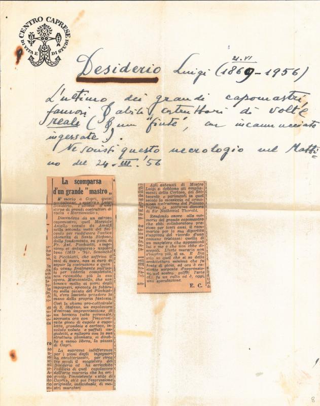 Lettera di Edwin Cerio a Giovanni Ansaldo, fine anni '50 del XX secolo