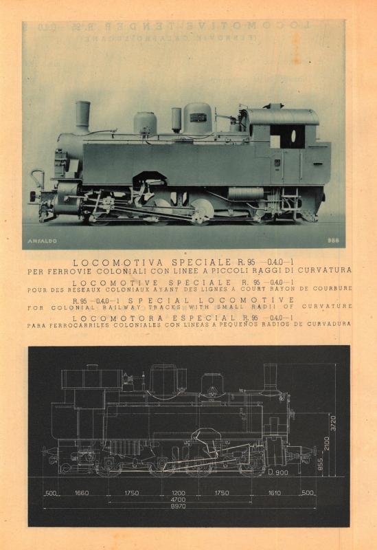 Locomotive speciali R.95 sistema Klien Lindner per Ferrovie coloniali con linee a piccoli raggi di curvatura