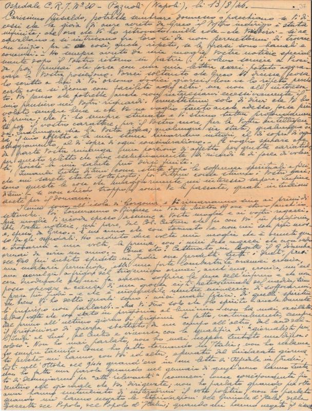 Lettera di Sergio Codeluppi a Giovanni Ansaldo, p. 1, 13 - 8 - 1946
