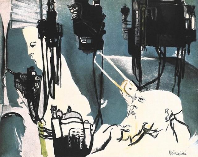 Remo Brindisi "Operai in fabbrica" (1961), settembre - ottobre 1961, anno IX, n. 5, p. 42
