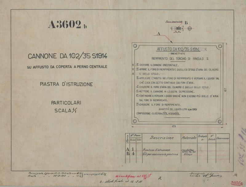 Costruzione 102/35 S.1914 - Piastra d'istruzione
