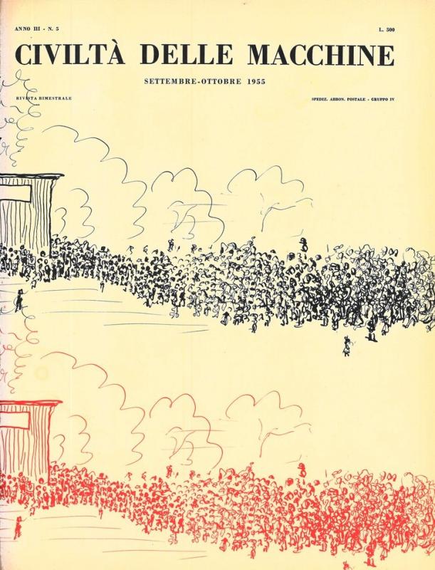 Copertina - la folla accorre al padiglione dov'era esposto il reattore atomico, settembre - ottobre 1955, anno III, n. 5