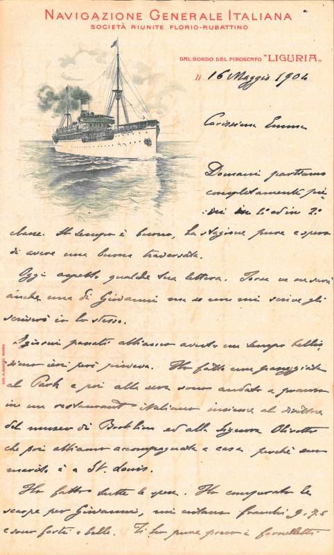 Lettera di Francesco Gerolamo Ansaldo alla moglie Emma Ramorino, 16-05-1904 (1)