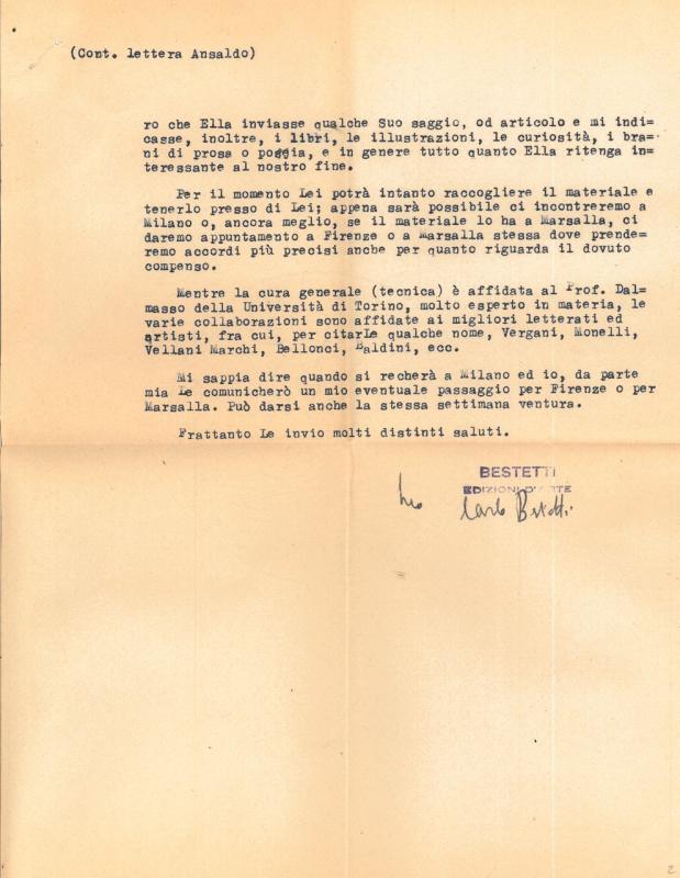 Lettera di Carlo Bestetti a Giovanni Ansaldo, 26-01-1949 (2)