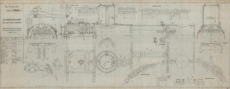 Locomotiva R.95 con assi Klien Lindner - particolari delle cuciture ed armature della caldaia