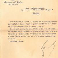 Lettera di Arturo Bocchini a Giovanni Ansaldo, 15-11-1940