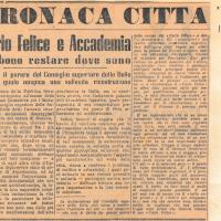 Ritaglio di giornale Carlo Felice e Accademia debbono restare dove sono da Il Secolo XIX, 19-10-1947