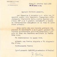 Invito a conferenza inviato da Armando Carlini a Giovanni Ansaldo, 11 - 10 - 1941
