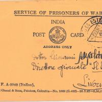 Cartolina dalla prigionia di Sergio Codeluppi a Giovanni Ansaldo, fronte, 17 - 12 - 1941
