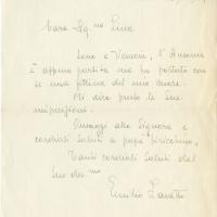 Lettera di Emilio Zanetto per Carolina Zoncada, 1957