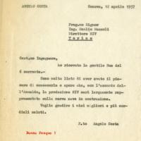 Copia della lettera di Angelo Costa