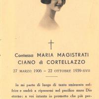 Fronte necrologio di Maria Magistrati Ciano di Cortellazzo, 22-10-1939