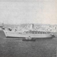 La turbonave "Federico C." lascia Genova diretta al Mar dei Caraibi