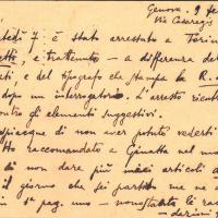 Retro cartolina di Santino Caramella a Giovanni Ansaldo, 9-03-1923