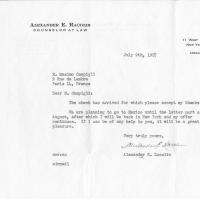 Lettera di Alexander E. Racolin, 1957 lug. 09